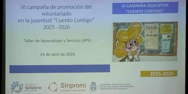 Diapositiva con el anuncio del Taller de Aprendizaje y Servicio
